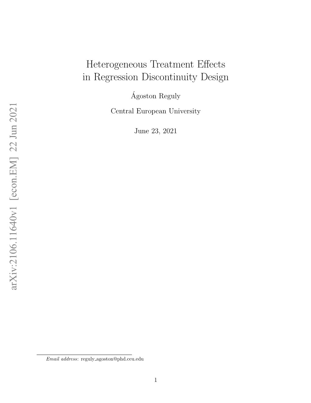 Heterogeneous Treatment Effects in Regression Discontinuity Design