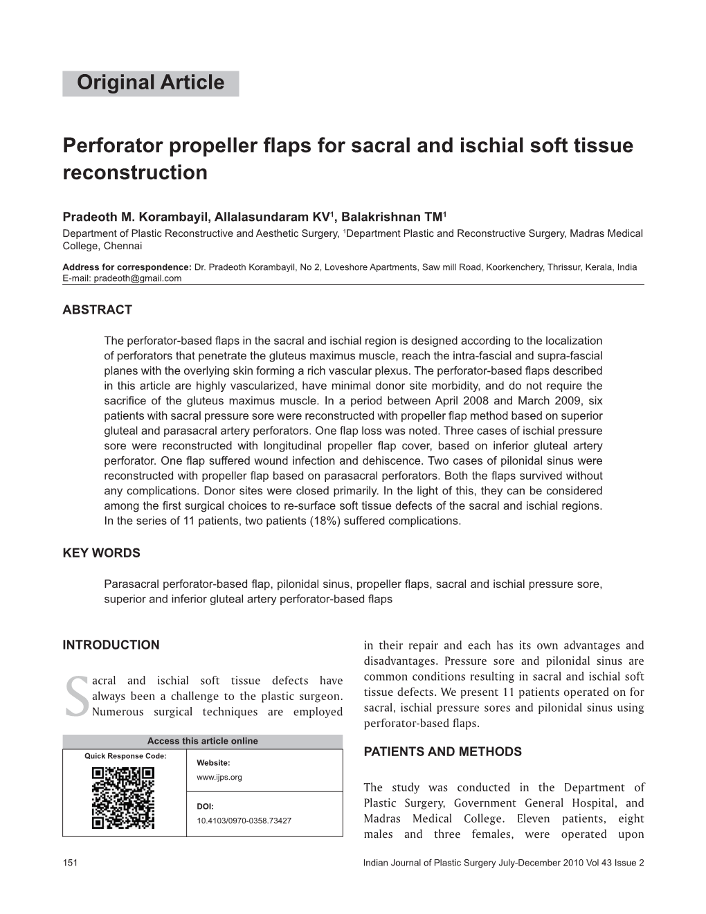 Perforator Propeller Flaps for Sacral and Ischial Soft Tissue