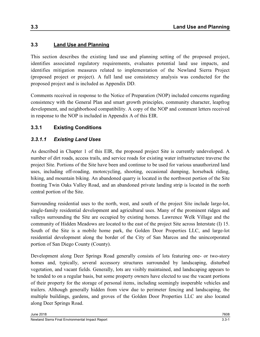 3.3 Land Use and Planning