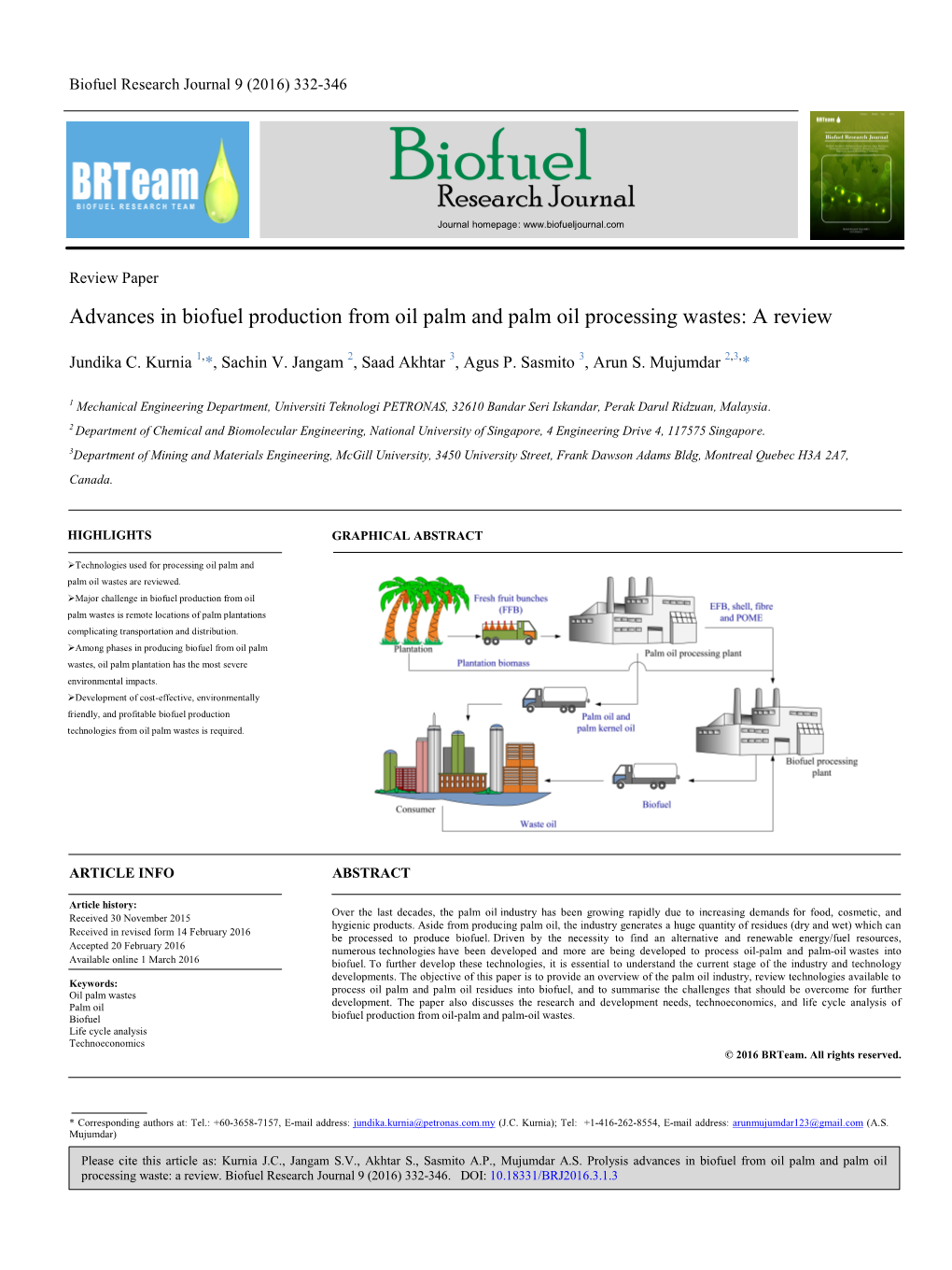 Advances in Biofuel Production from Oil Palm and Palm Oil Processing Wastes: a Review