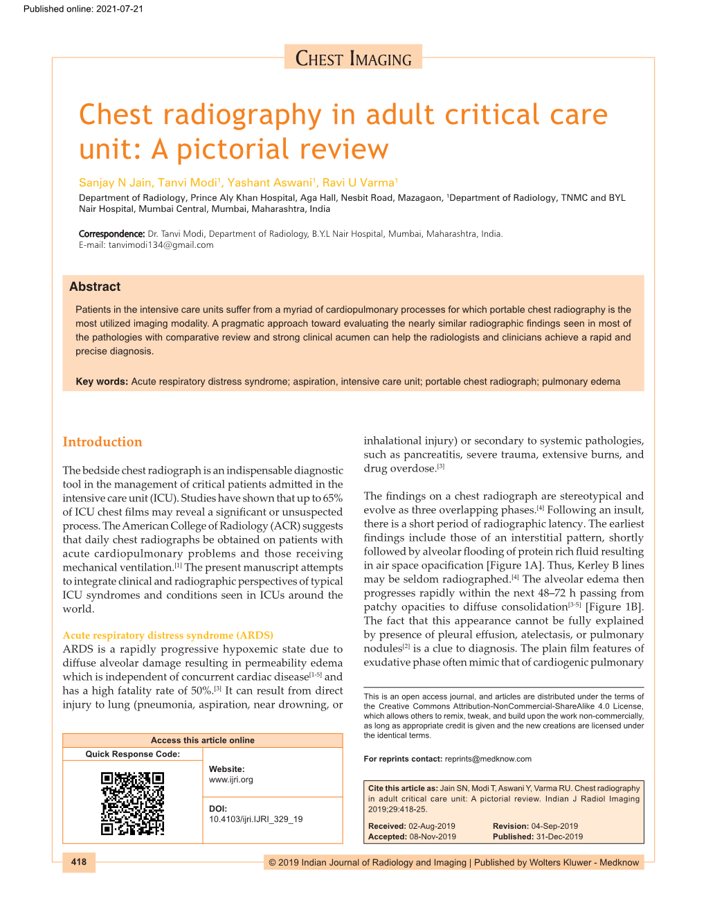 Chest Radiography in Adult Critical Care Unit: a Pictorial Review