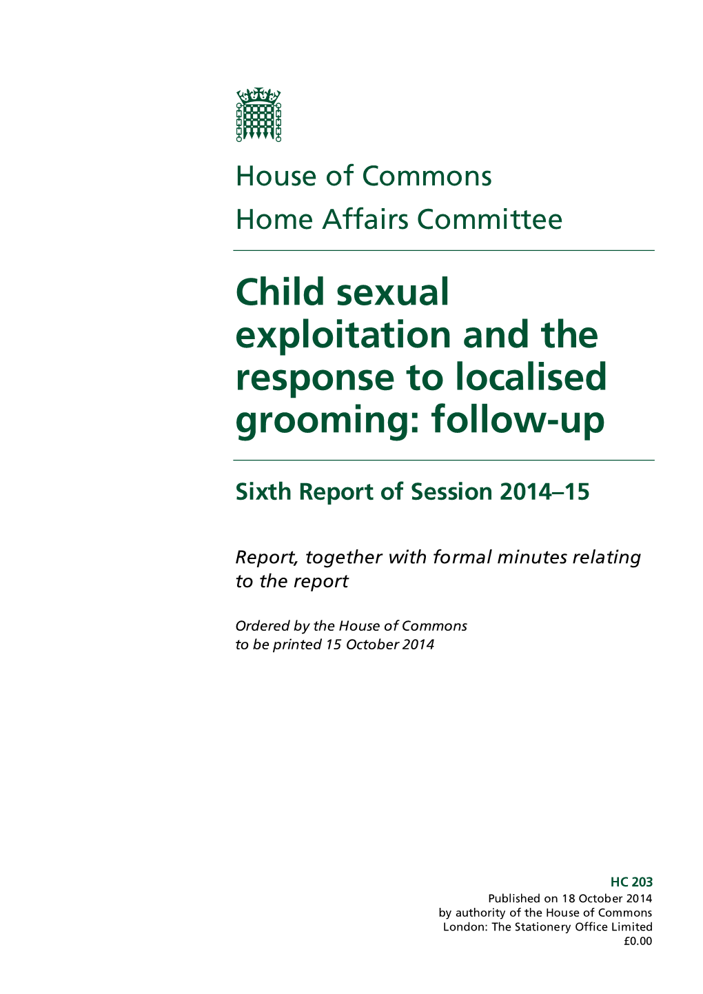 Child Sexual Exploitation and the Response to Localised Grooming: Follow-Up