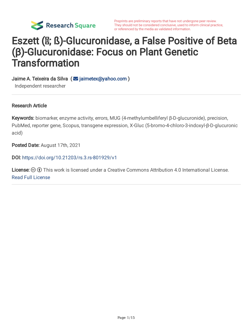 Eszett ( ; ß)-Glucuronidase, a False Positive of Beta