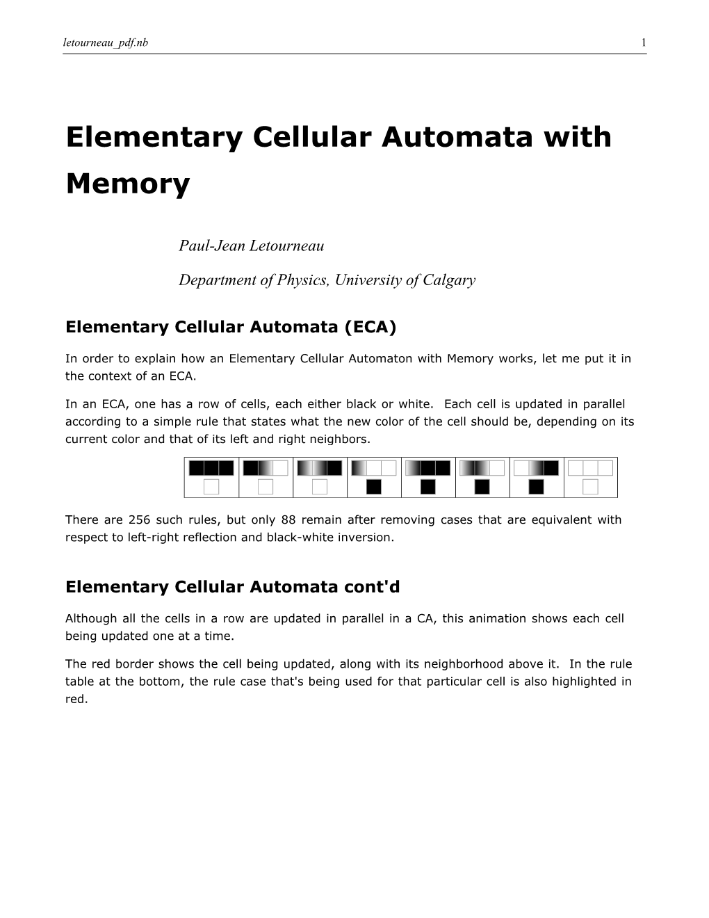 Elementary Cellular Automata with Memory