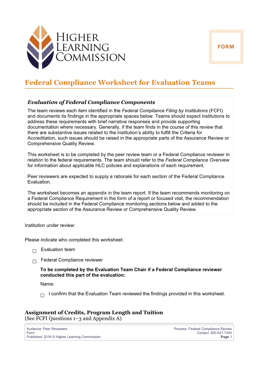 Evaluation of Federal Compliance Components