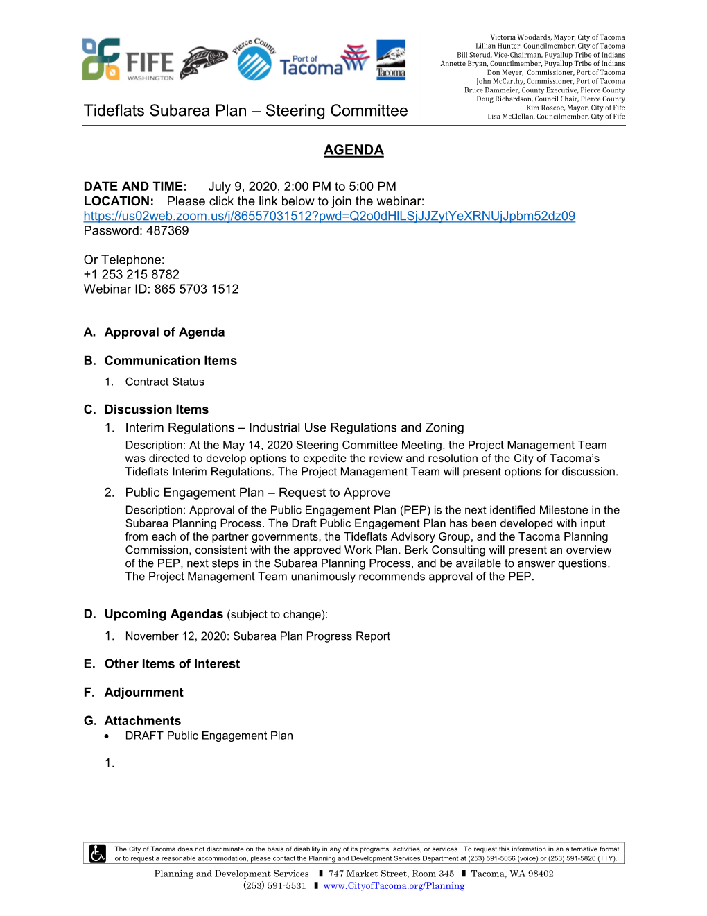 Tideflats Subarea Plan – Steering Committee Lisa Mcclellan, Councilmember, City of Fife