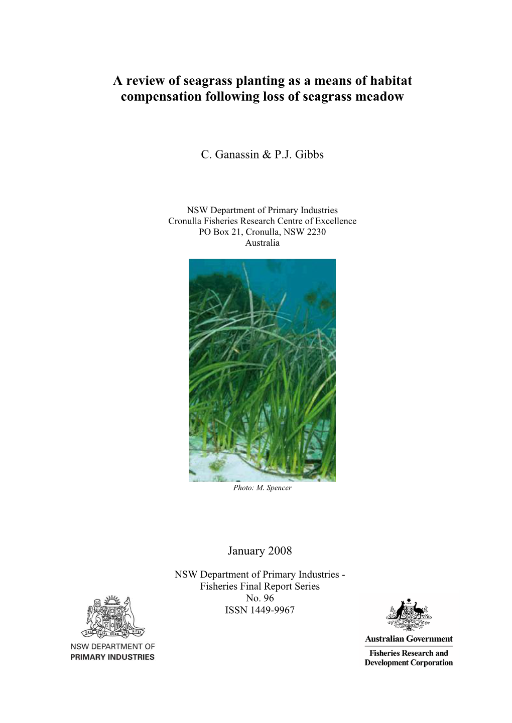 A Review of Seagrass Planting As a Means of Habitat Compensation Following Loss of Seagrass Meadow