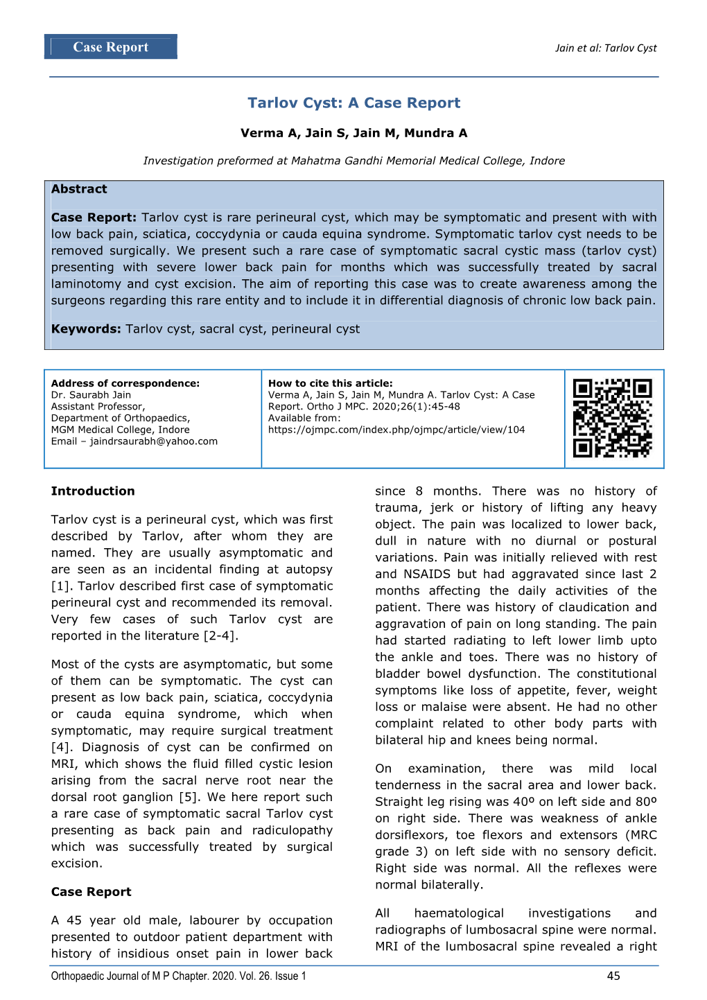 Case Report Tarlov Cyst