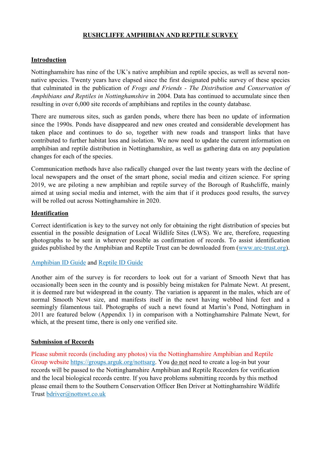 2019 Rushcliffe Amphibian Survey Final