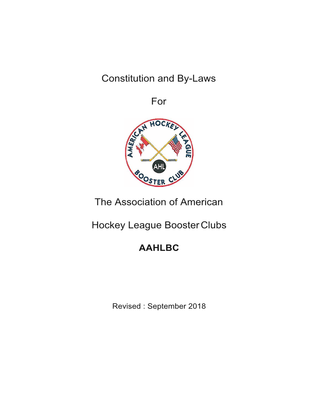 Constitution and By-Laws for the Association of American Hockey League Booster Clubs