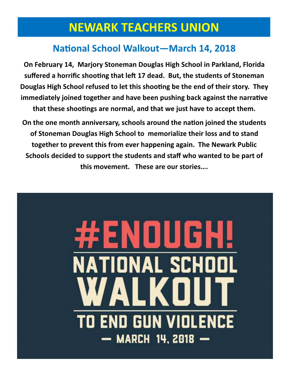 Na Onal School Walkout—March 14, 2018