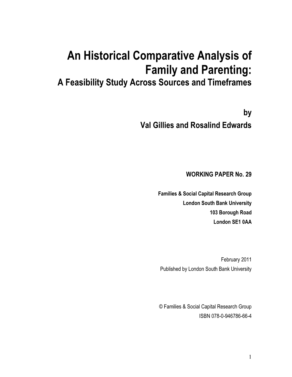 An Historical Comparative Analysis of Family and Parenting: a Feasibility Study Across Sources and Timeframes