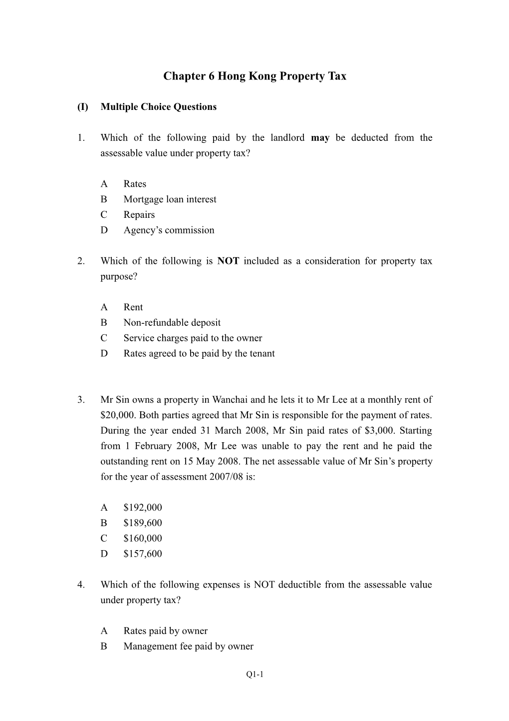 Chapter 1 Hong Kong Property Tax