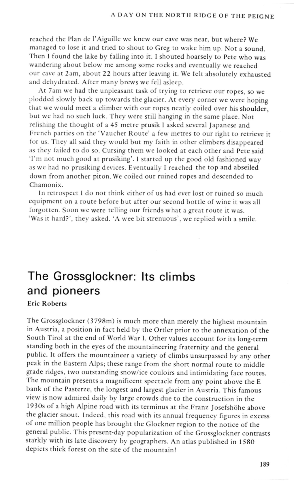The Grossglockner: Its Climbs and Pioneers Eric Roberts