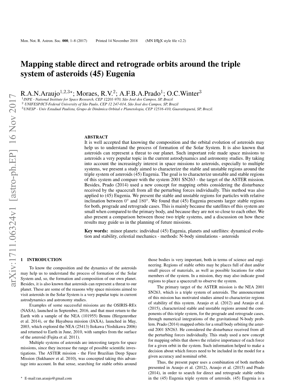 Mapping Stable Direct and Retrograde Orbits Around the Triple System of Asteroids (45) Eugenia