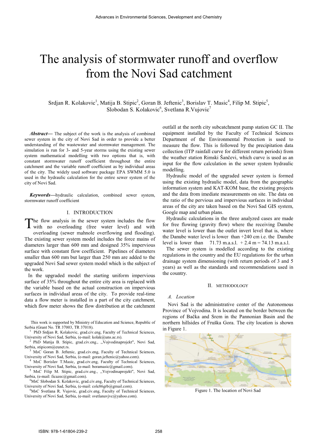 The Analysis of Stormwater Runoff and Overflow from the Novi Sad Catchment