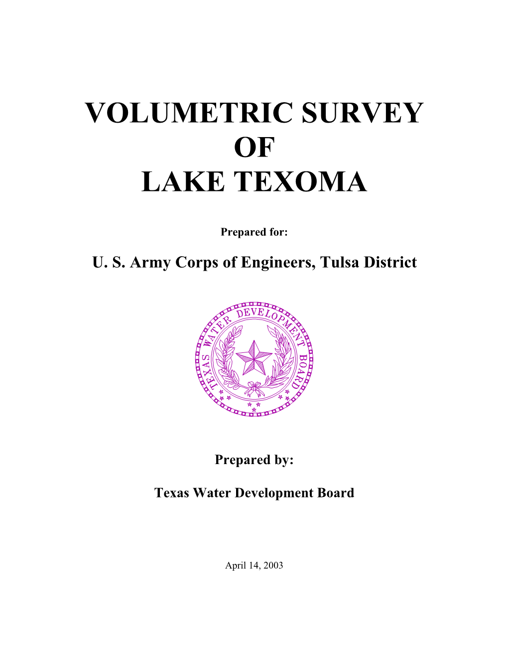 Volumetric Survey of Lake Texoma Performed by the TWDB