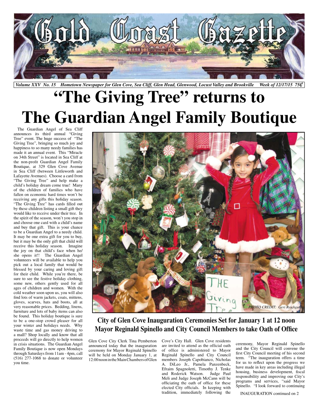 “The Giving Tree” Returns to the Guardian Angel Family Boutique the Guardian Angel of Sea Cliff Announces Its Third Annual “Giving Tree” Event