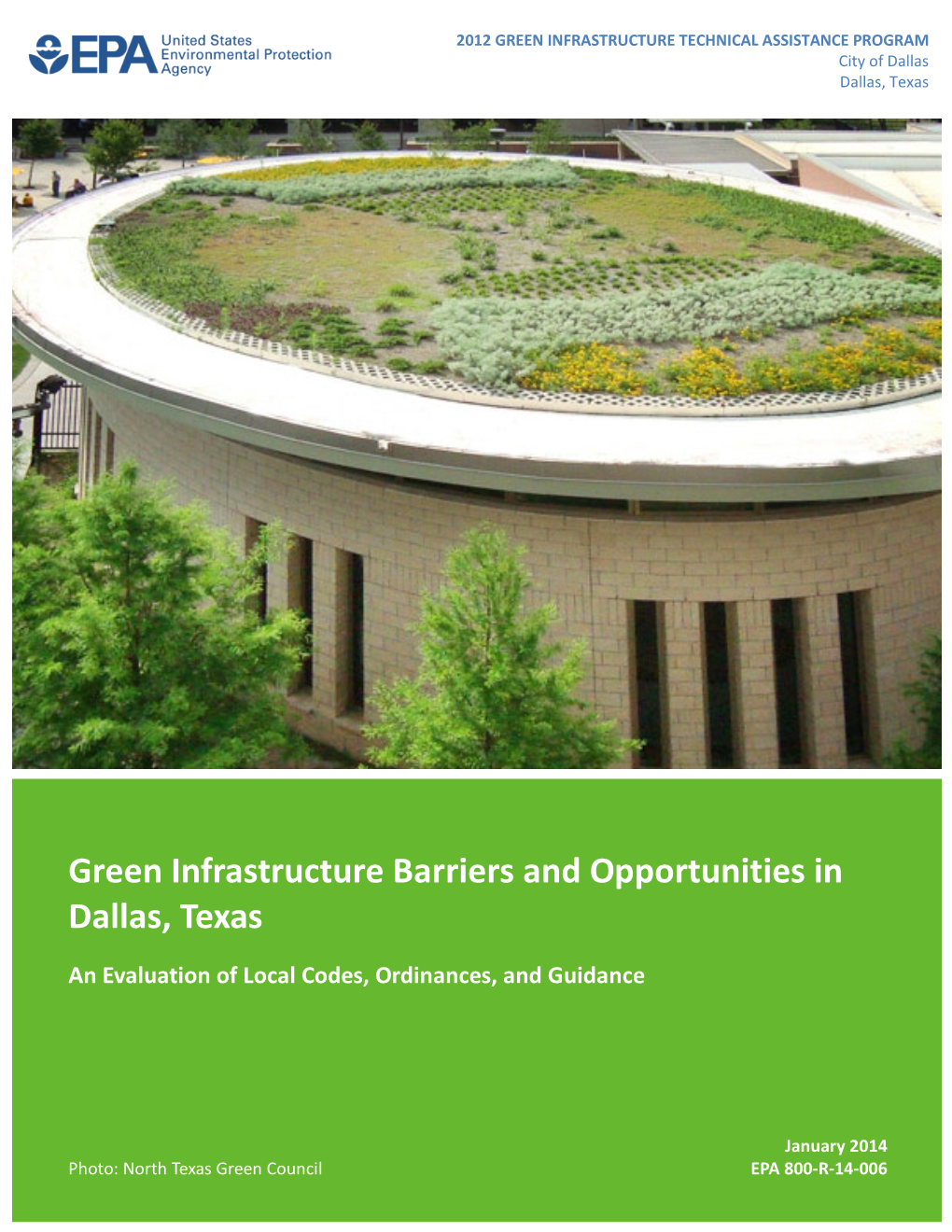 Green Infrastructure Barriers and Opportunities in Dallas, Texas