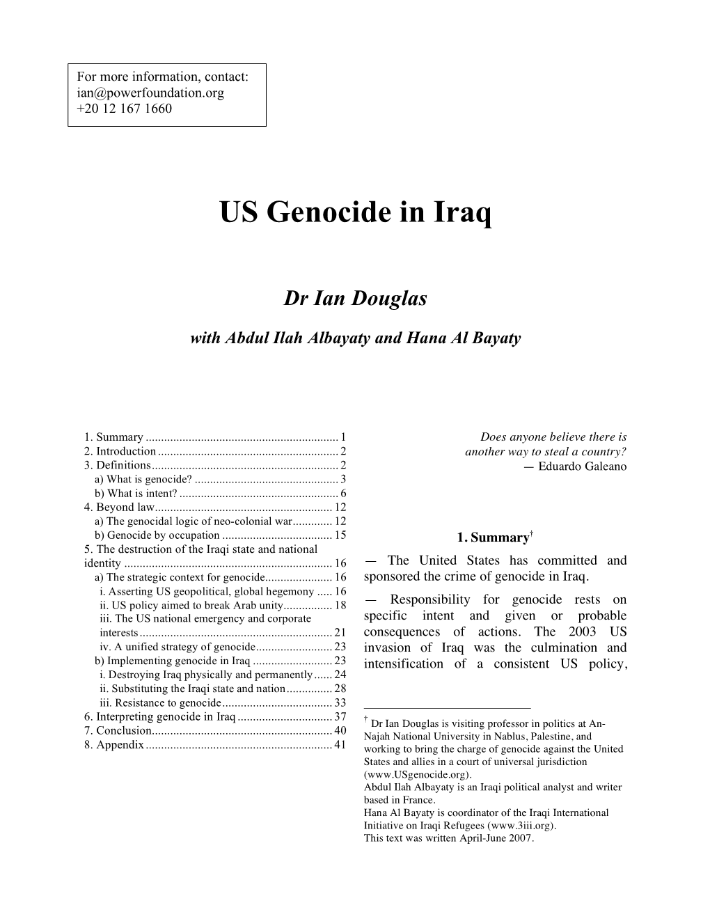 US Genocide in Iraq