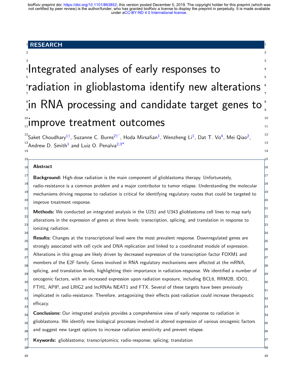 Integrated Analyses of Early Responses to Radiation In