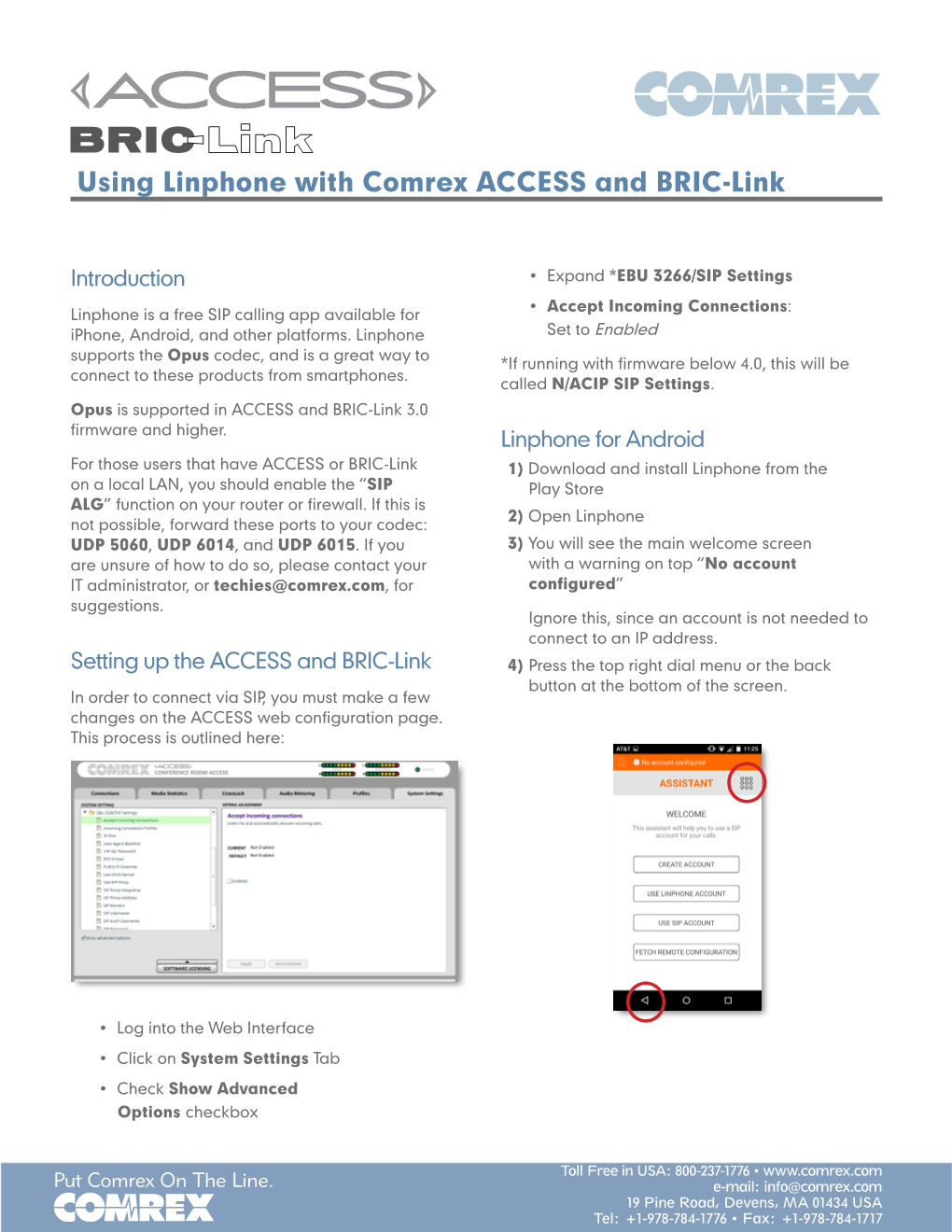 Using Linphone with Comrex ACCESS and BRIC-Link