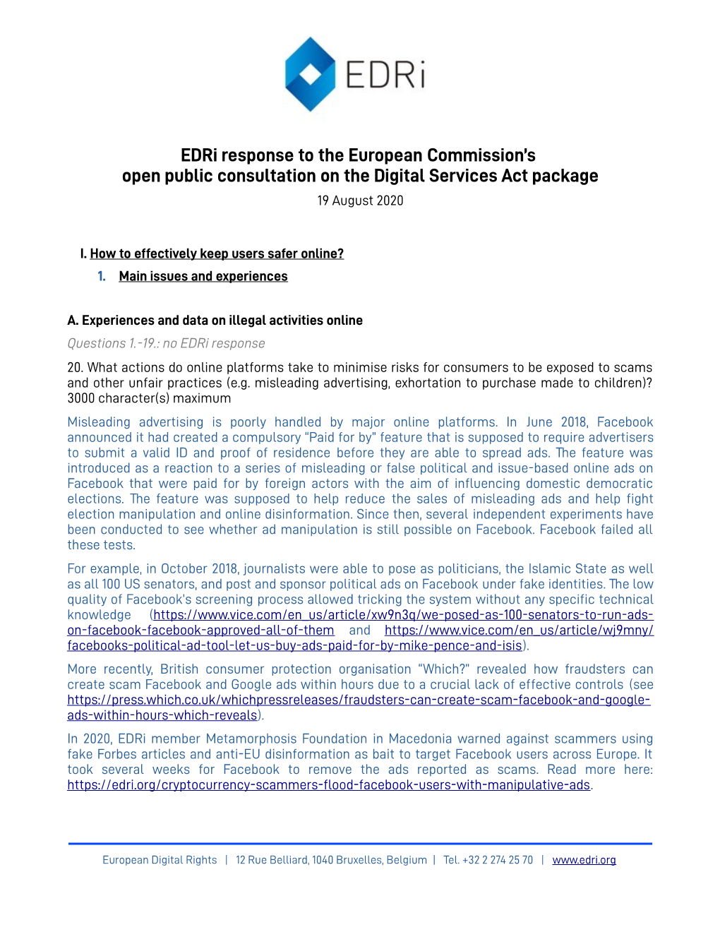 Edri Response to the European Commission's Open Public