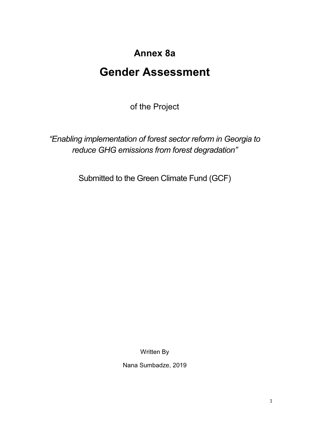 Gender Assessment