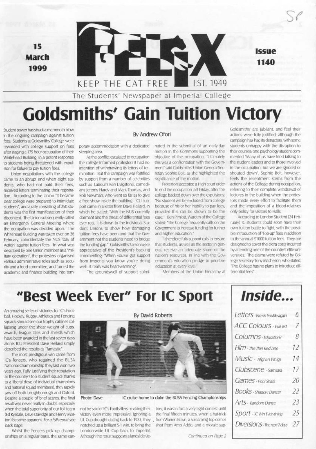 Felix Issue 1131, 1999