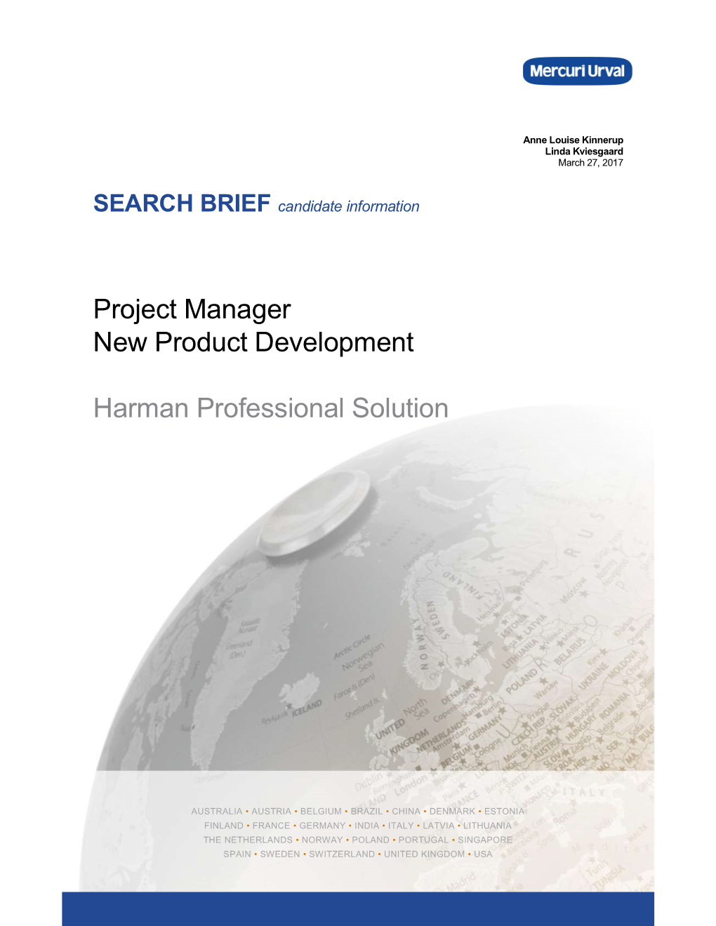 Project Manager New Product Development Harman Professional