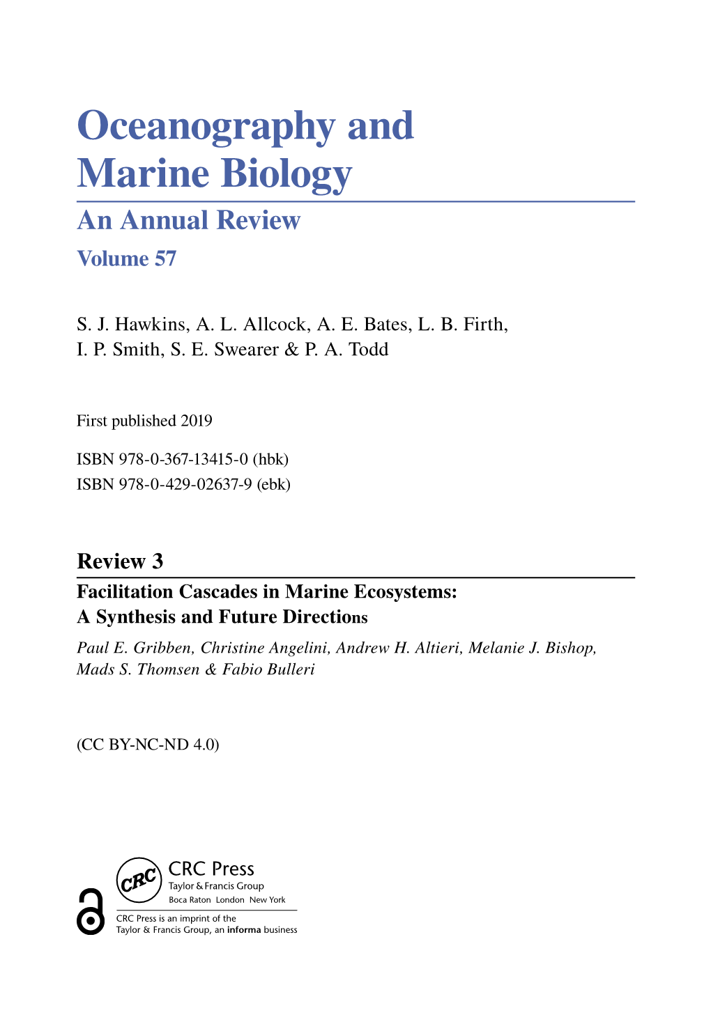 Oceanography and Marine Biology; an Annual Review