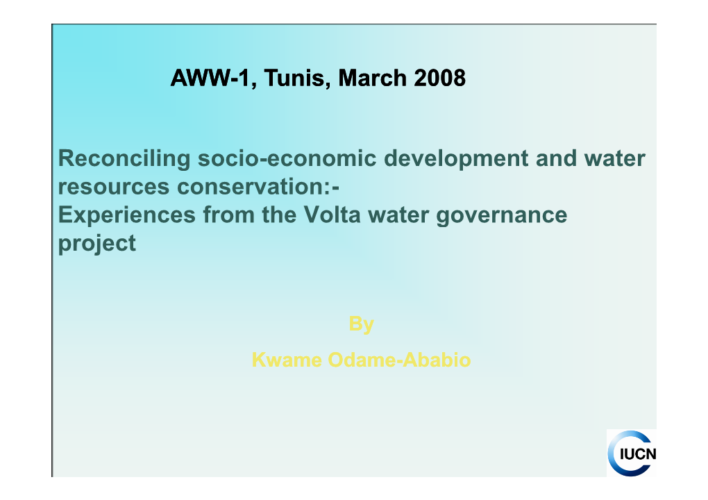 Experiences from the Volta Water Governance Project AW