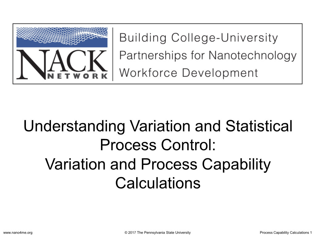 Variation and Process Capability Calculations