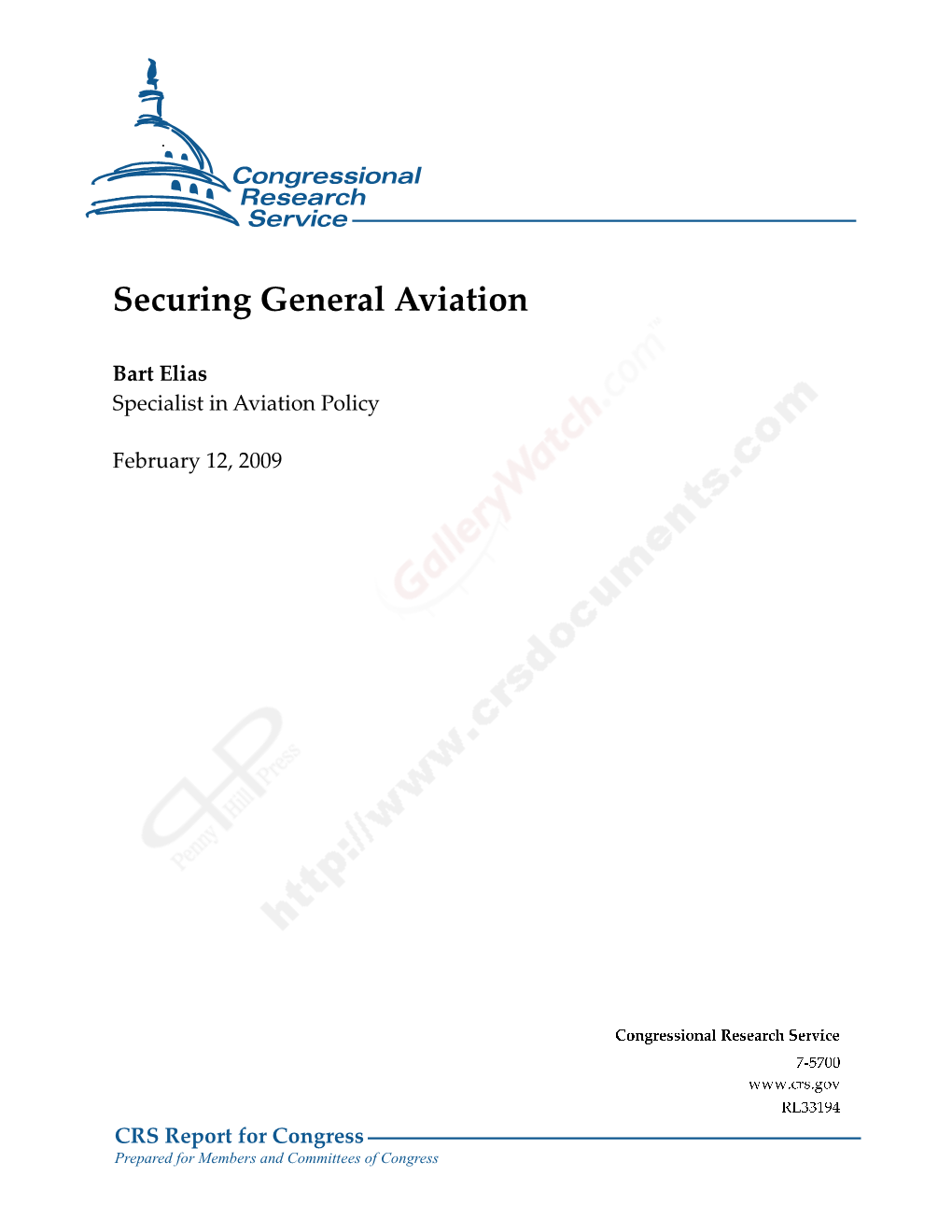 CRS Report Securing General Aviation.Pdf