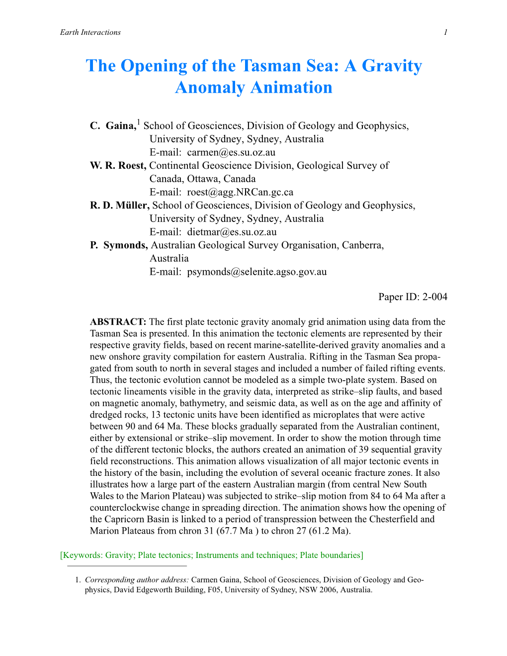 The Opening of the Tasman Sea: a Gravity Anomaly Animation