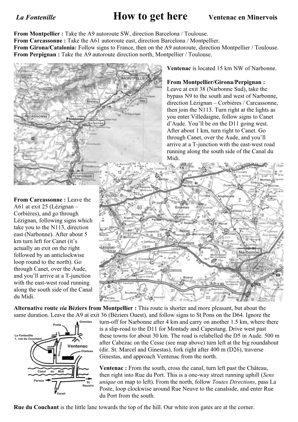 La Fontenille How to Get Here Ventenac En Minervois