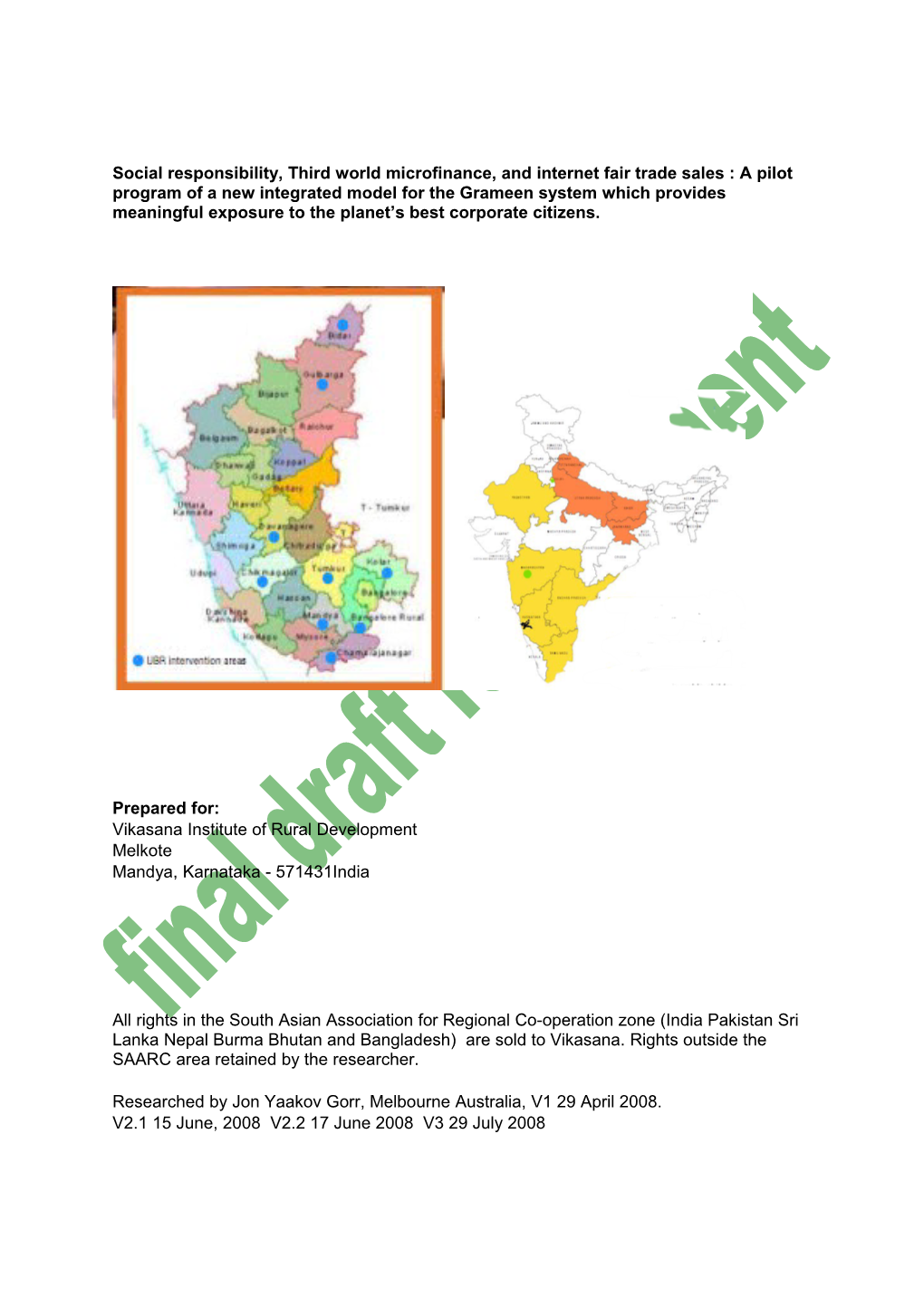 Social Responsibility, Third World Microfinance, and Internet Fair Trade Sales : a Pilot