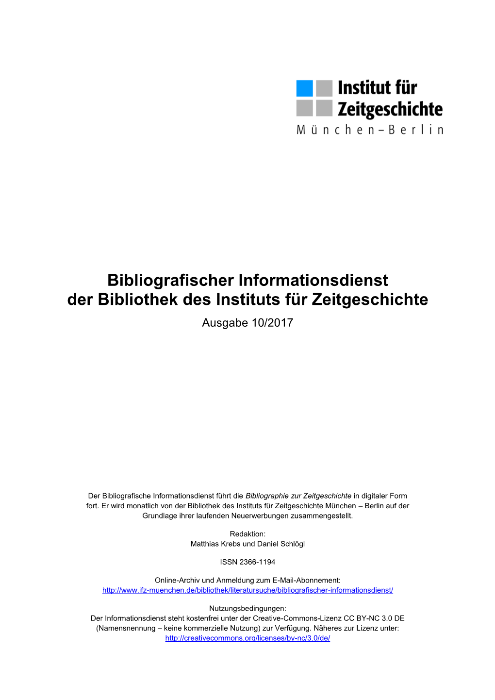 Bibliografischer Informationsdienst 10/2017