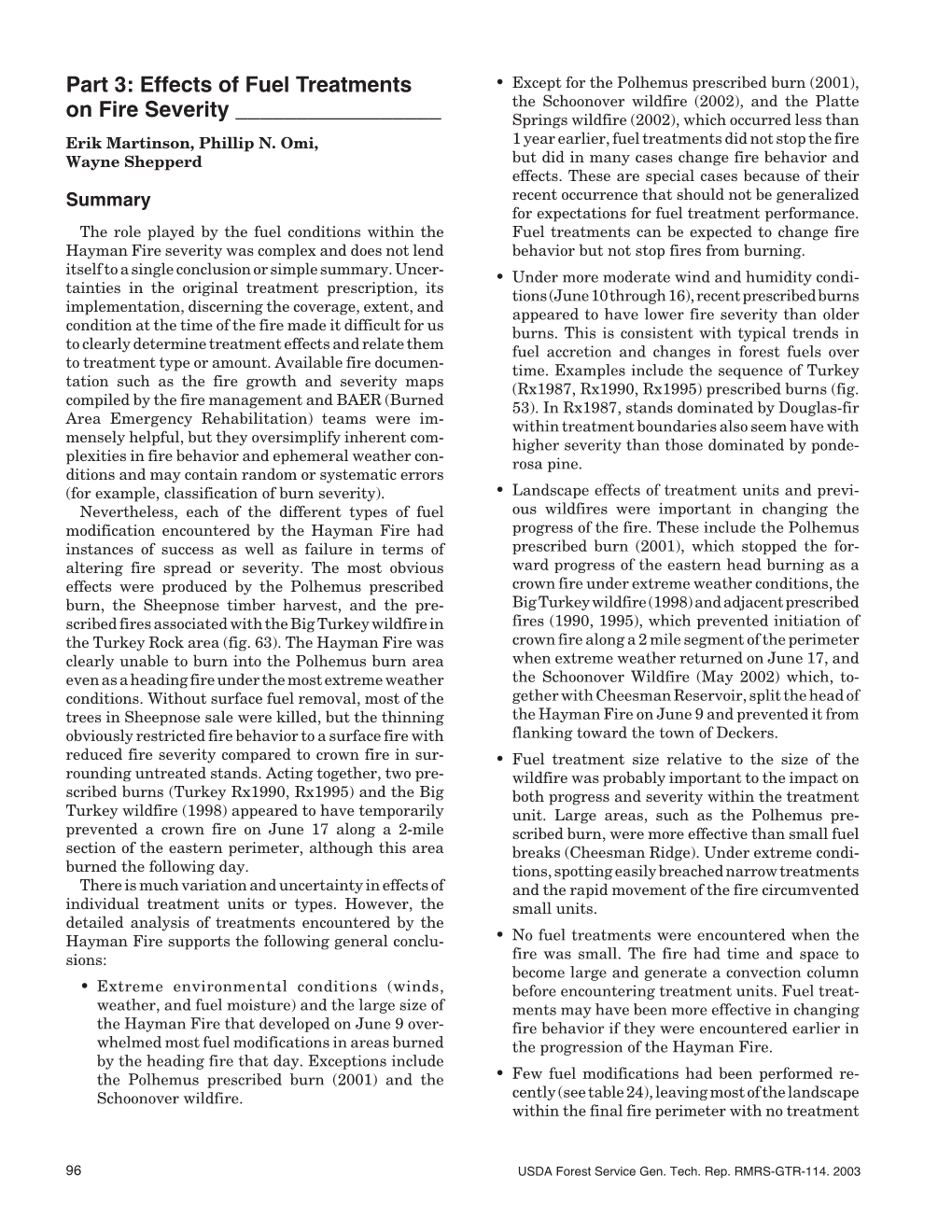 Effects of Fuel Treatments