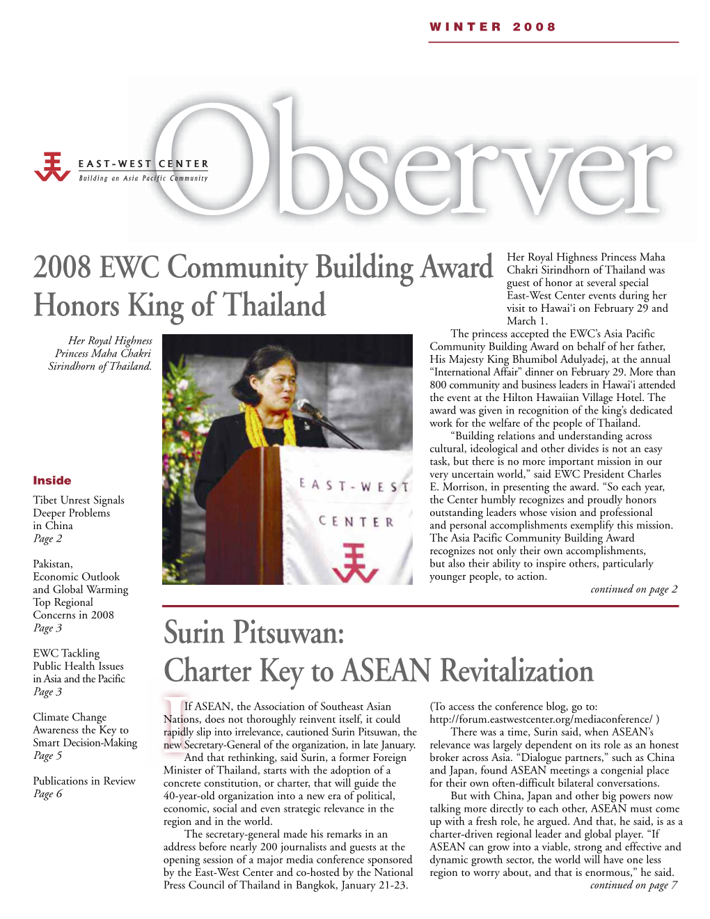 East-West Center Observer, Volume 12, No. 1