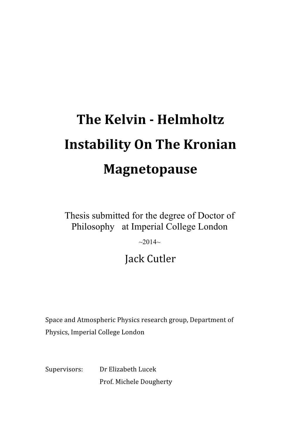 The Kelvin - Helmholtz Instability on the Kronian Magnetopause