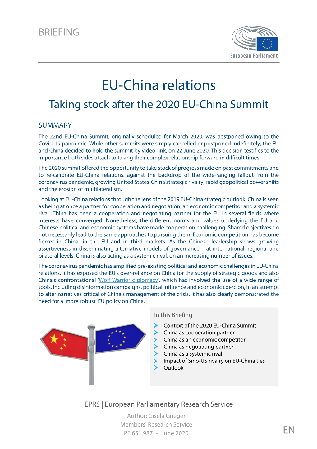 Taking Stock After the 2020 EU-China Summit