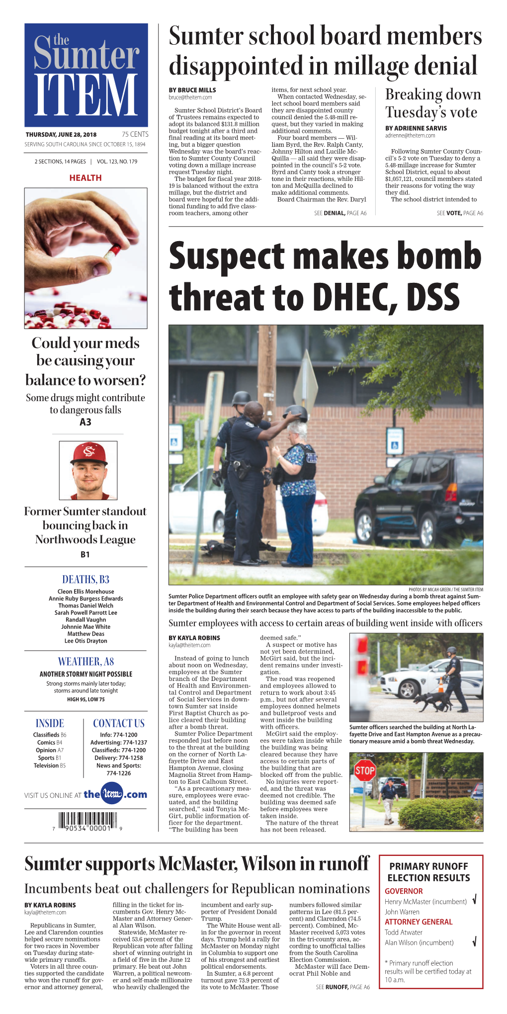 Suspect Makes Bomb Threat to DHEC, DSS Could Your Meds Be Causing Your Balance to Worsen? Some Drugs Might Contribute to Dangerous Falls A3
