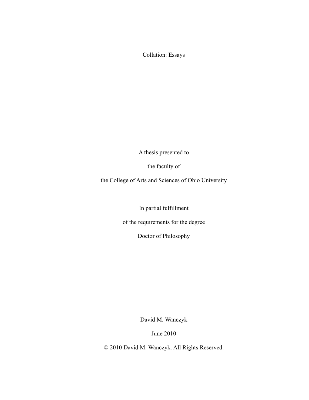 Collation: Essays