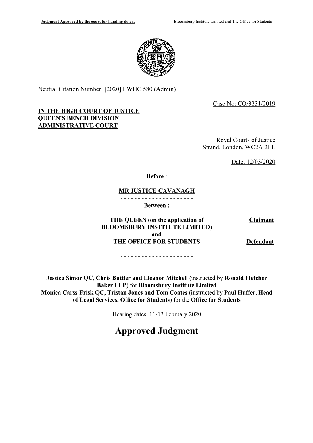 High Court Judgment Template