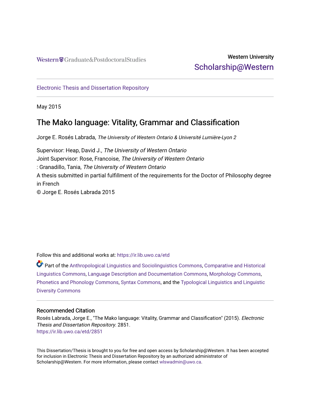The Mako Language: Vitality, Grammar and Classification