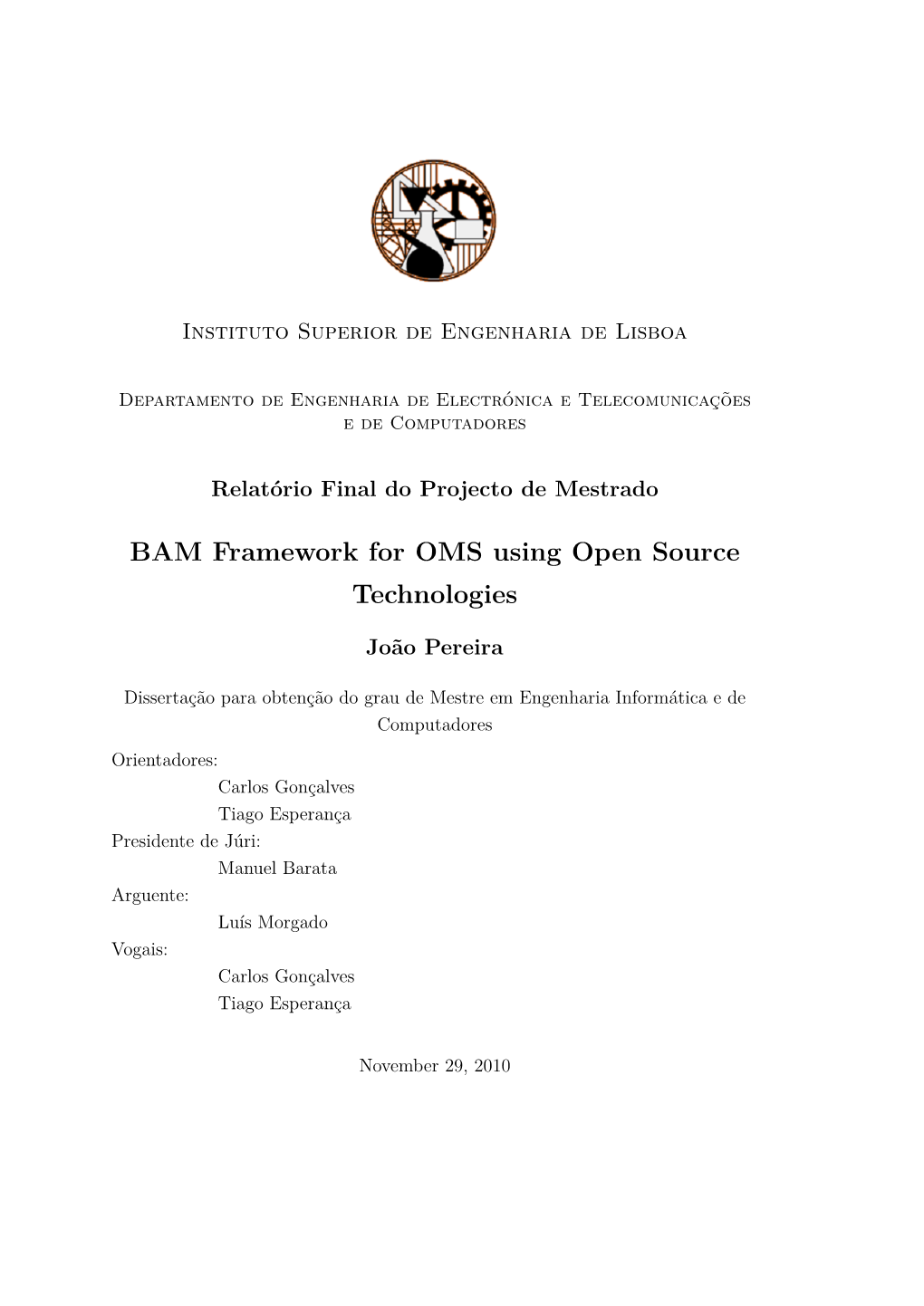 BAM Framework for OMS Using Open Source Technologies