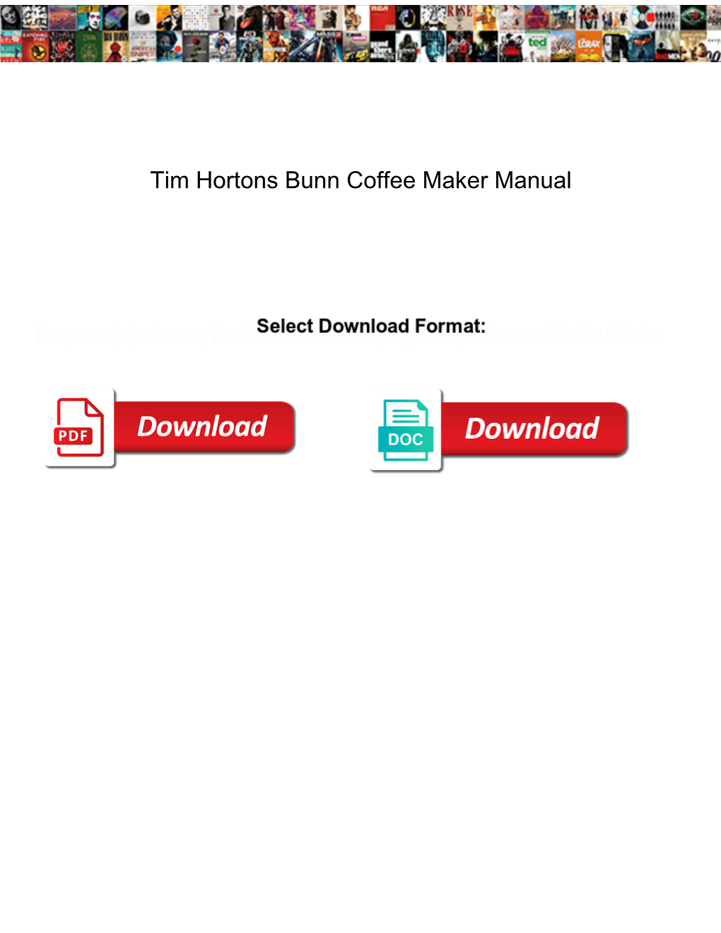 Tim Hortons Bunn Coffee Maker Manual