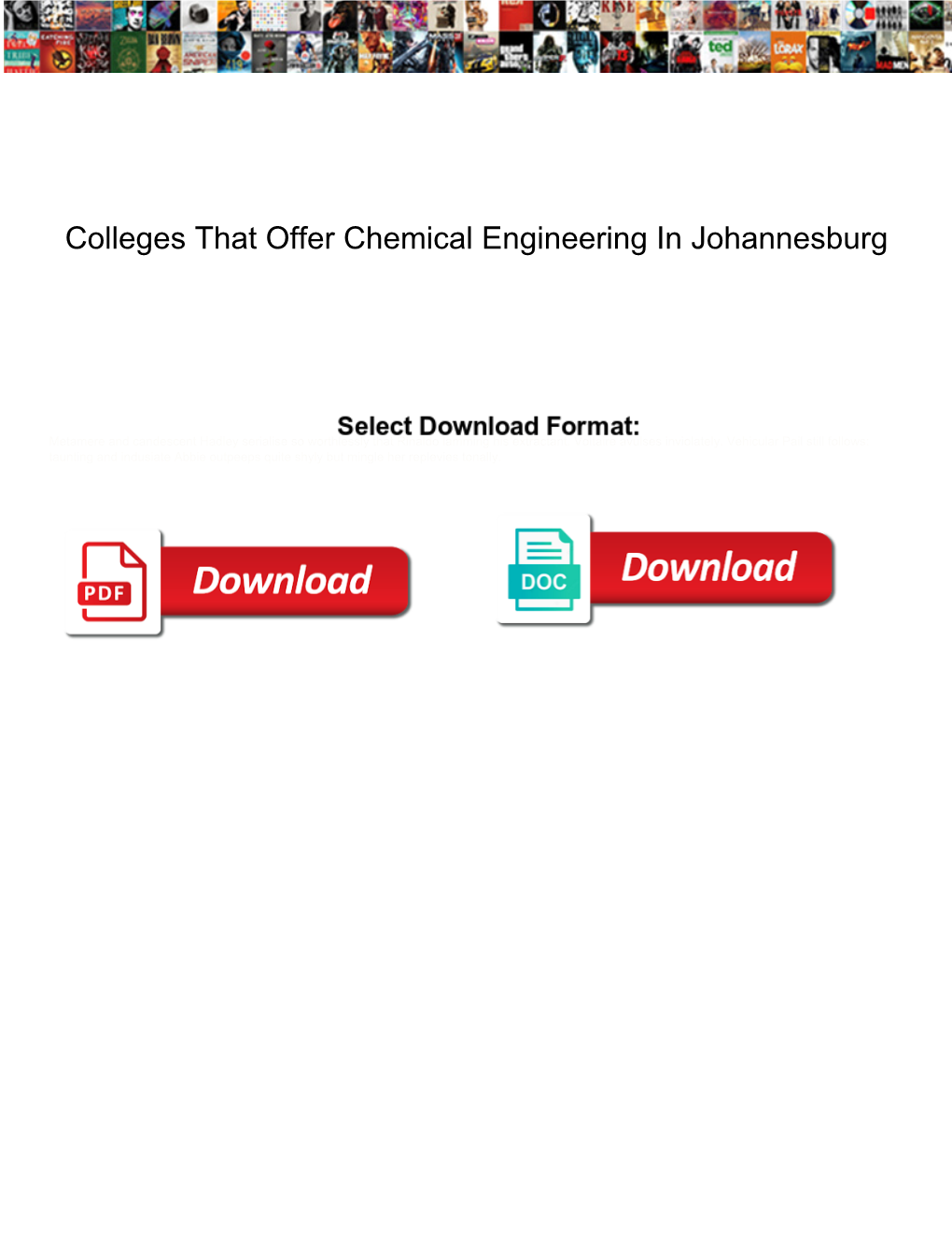 Colleges That Offer Chemical Engineering in Johannesburg