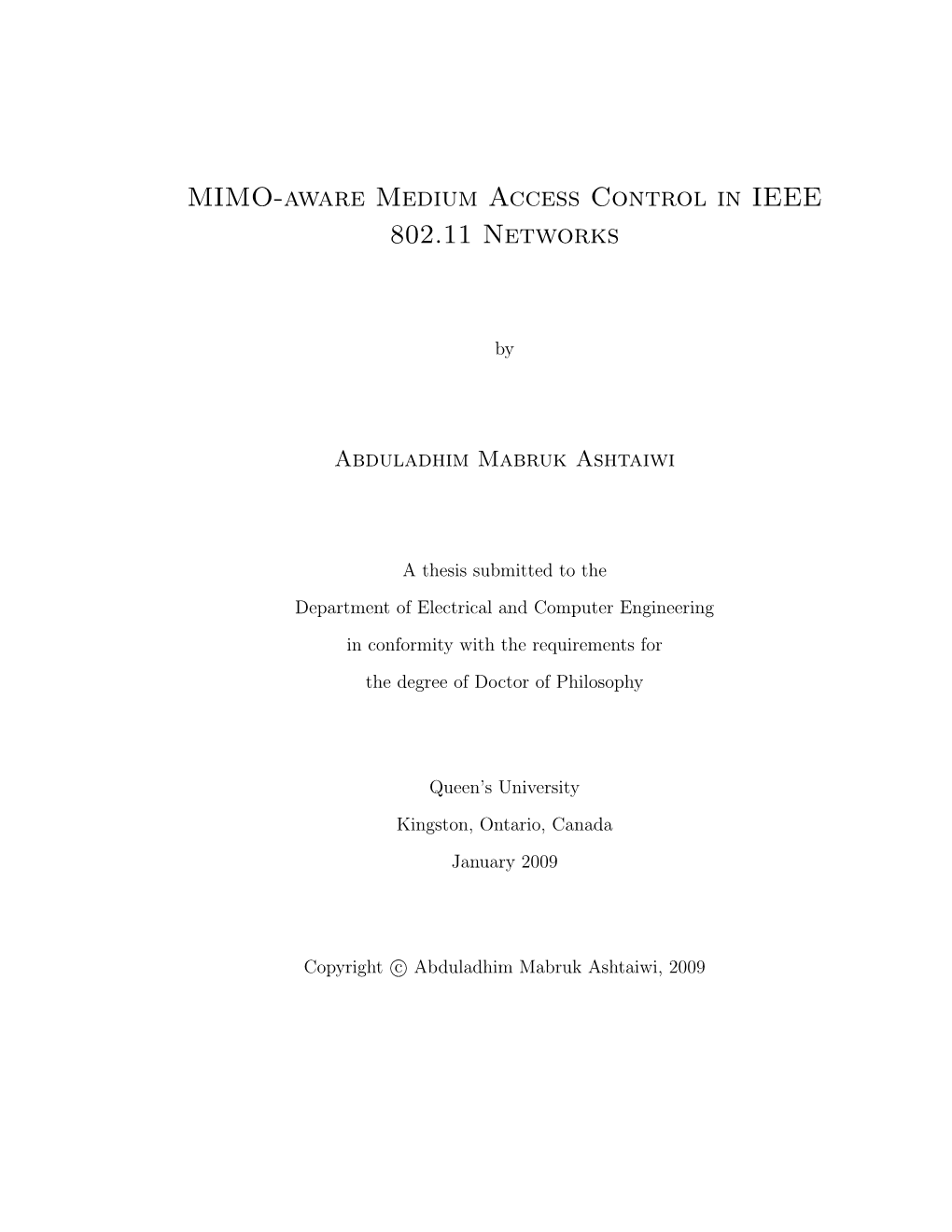 MIMO-Aware Medium Access Control in IEEE 802.11 Networks